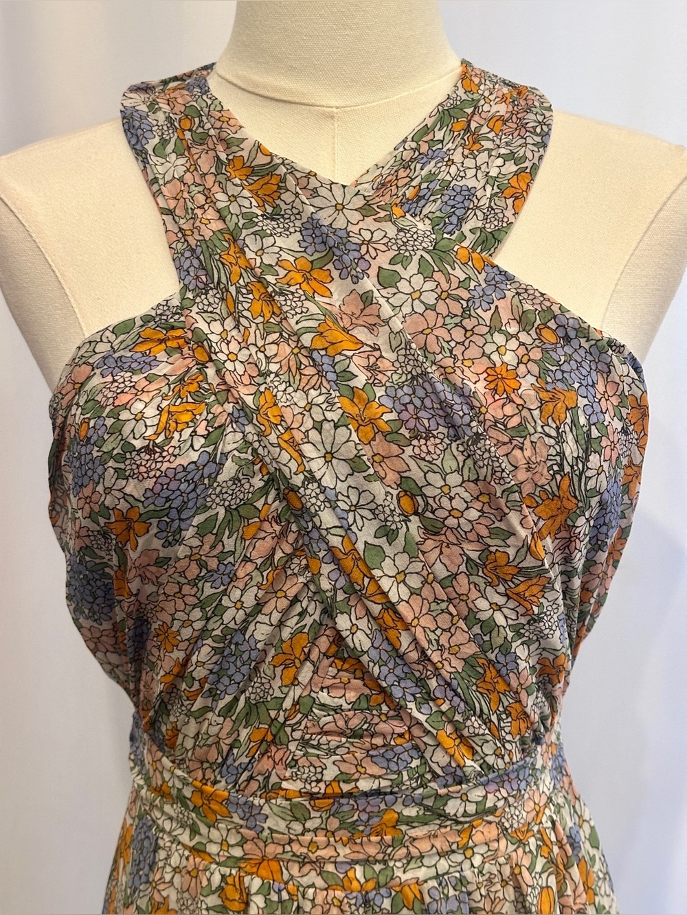 Veronica Beard NWT Floral Halter Maxi Dress Size 0 XS | Side Slit - Picture 5 of 12